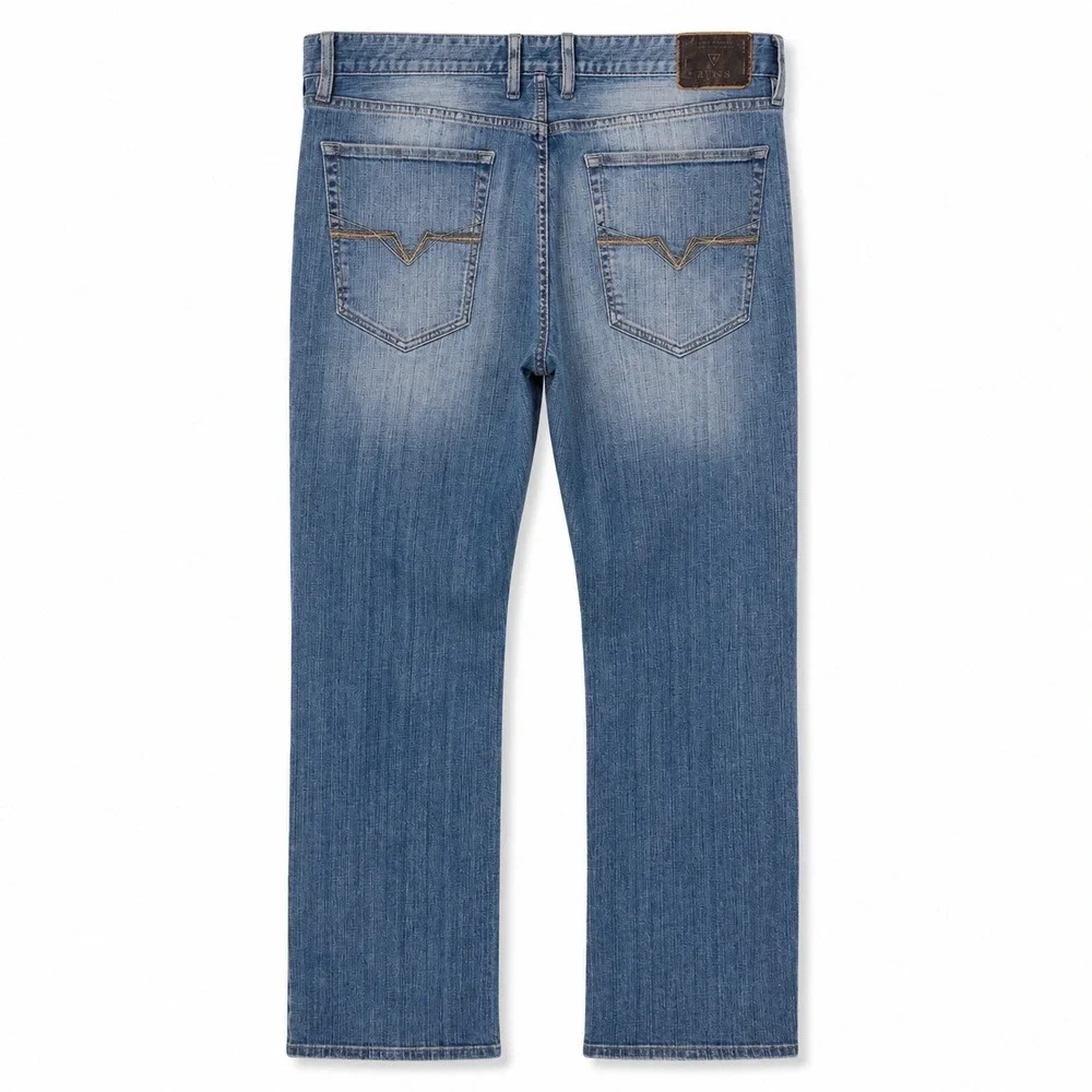 Y2K Guess Los Angeles 1981 Mens Relaxed Fit Distressed Blue Jeans 36x32
